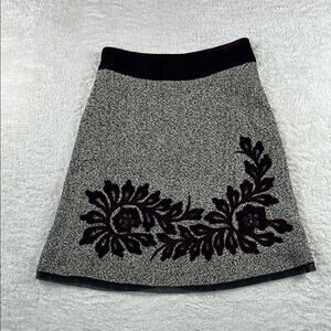 Dolce‎ Apparel grey tweed and purple velvet accent a line midi skirt, size L